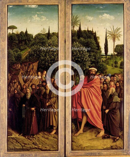 The Ghent Altarpiece. Adoration of the Mystic Lamb: The Holy Hermits and the Holy Pilgrims, 1432. Creator: Eyck, Jan van (1390-1441).