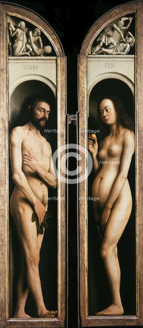 The Ghent Altarpiece. Adoration of the Mystic Lamb: Adam and Eve, 1432. Creator: Eyck, Jan van (1390-1441).