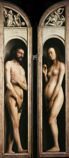 The Ghent Altarpiece. Adoration of the Mystic Lamb: Adam and Eve, 1432. Creator: Eyck, Jan van (1390-1441)