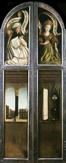 The Ghent Altarpiece. Adoration of the Mystic Lamb: Arched Window with a View..., 1432. Creator: Eyck, Jan van (1390-1441)