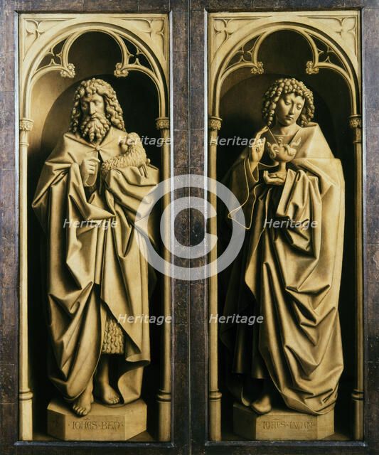 The Ghent Altarpiece. Adoration of the Mystic Lamb: John the Baptist and John the Evangelist, 1432. Creator: Eyck, Jan van (1390-1441).