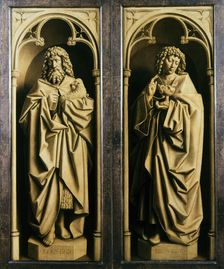The Ghent Altarpiece. Adoration of the Mystic Lamb: John the Baptist and John the Evangelist, 1432. Creator: Eyck, Jan van (1390-1441)