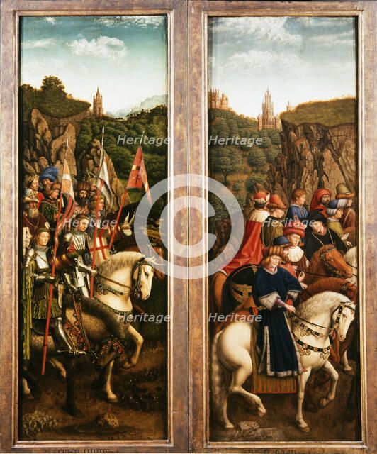 The Ghent Altarpiece. Adoration of the Mystic Lamb: Just Judges and the Knights of Christ, 1432. Creator: Eyck, Jan van (1390-1441).