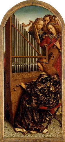 The Ghent Altarpiece. Adoration of the Mystic Lamb: Music-making Angels, 1432. Creator: Eyck, Jan van (1390-1441)