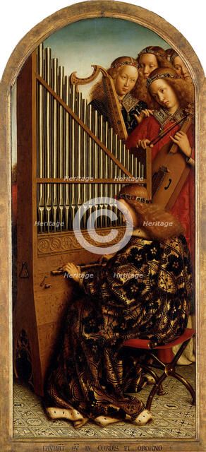 The Ghent Altarpiece. Adoration of the Mystic Lamb: Music-making Angels, 1432. Creator: Eyck, Jan van (1390-1441).