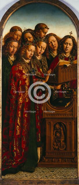 The Ghent Altarpiece. Adoration of the Mystic Lamb: Singing angels, 1432. Creator: Eyck, Jan van (1390-1441).