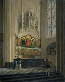 The Ghent Altarpiece by the van Eyck Brothers in St Bavo Cathedral in Ghent, 1829. Creator: Pieter-Frans De Noter