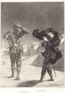 The Ghost on the Terrace (Act I, Scene V), 1843. Creator: Eugene Delacroix