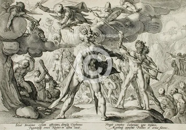 The Giants Climbing the Heavens, published 1589. Creator: Hendrik Goltzius.