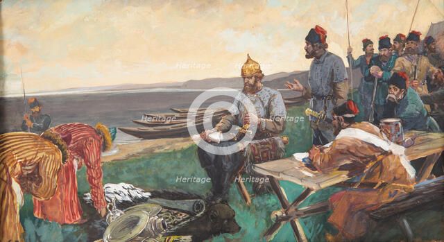 The Gift, c. 1900. Creator: Ryabushkin, Andrei Petrovich (1861-1904).