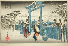 The Gion Shrine in Snow (Gionsha setchu), from the series "Famous Places in Kyoto...", c. 1834. Creator: Ando Hiroshige