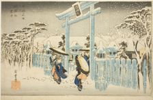 The Gion Temple in Snow (Gionsha setchu), from the series "Famous Places in Kyoto...c. 1834. Creator: Ando Hiroshige