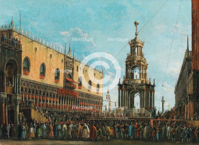 The Giovedì Grasso Festival in front of the Ducal Palace in Venice, 1830s. Creator: Bison, Giuseppe Bernardino (1762-1844).