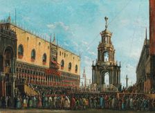 The Giovedì Grasso Festival in front of the Ducal Palace in Venice, 1830s. Creator: Bison, Giuseppe Bernardino (1762-1844)