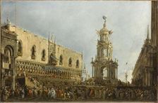 The Giovedì Grasso Festival in front of the Ducal Palace in Venice, ca 1775. Creator: Guardi, Francesco (1712-1793)