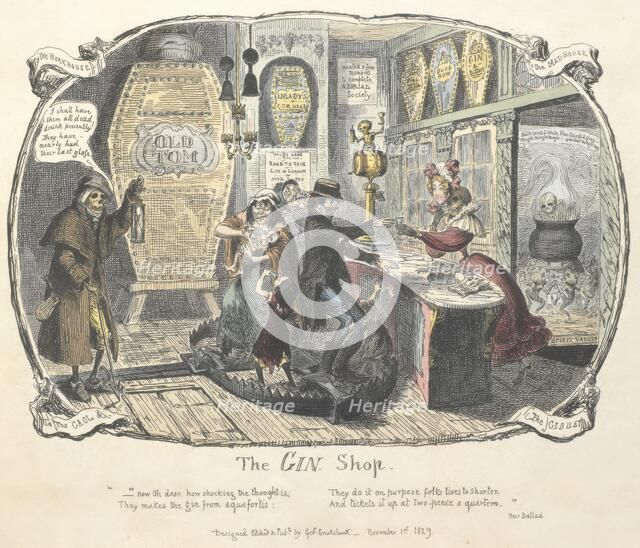 The Gin Shop, 1828.  Creator: George Cruikshank.