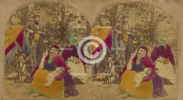 The Gipsy Camp. "A Gipsy's life is the life for me", about 1860. Creator: London Stereoscopic & Photographic Co.