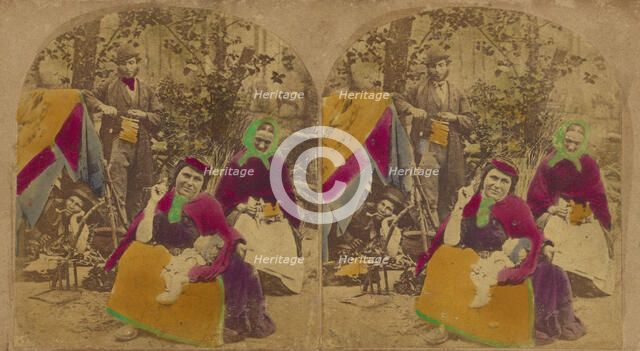 The Gipsy Camp. "A Gipsy's life is the life for me", about 1860. Creator: London Stereoscopic & Photographic Co.