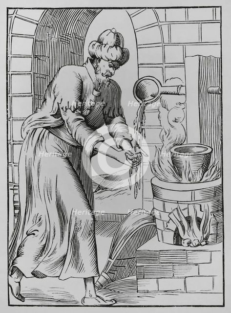 The gipsy who washed his hands in molten lead, 1560, (1878).  Creator: Unknown.