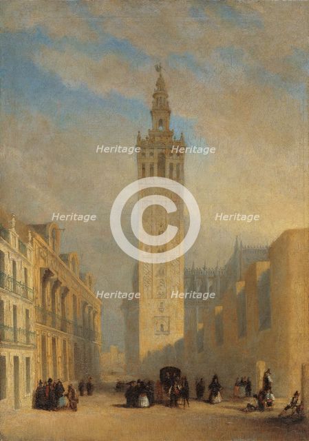 The Giralda seen from Calle Placentines. Artist: Domínguez Bécquer, José (1805-1841)