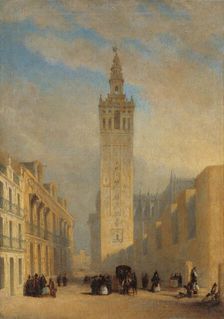 The Giralda seen from Calle Placentines. Artist: Domínguez Bécquer, José (1805-1841)