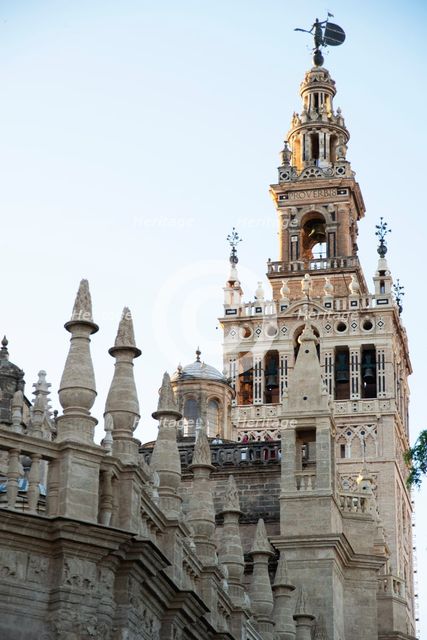 The Giralda, the Islamic bell tower, Cathedral of Seville, Spain, 2023. Creator: Ethel Davies.