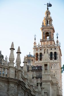 The Giralda, the Islamic bell tower, Cathedral of Seville, Spain, 2023. Creator: Ethel Davies