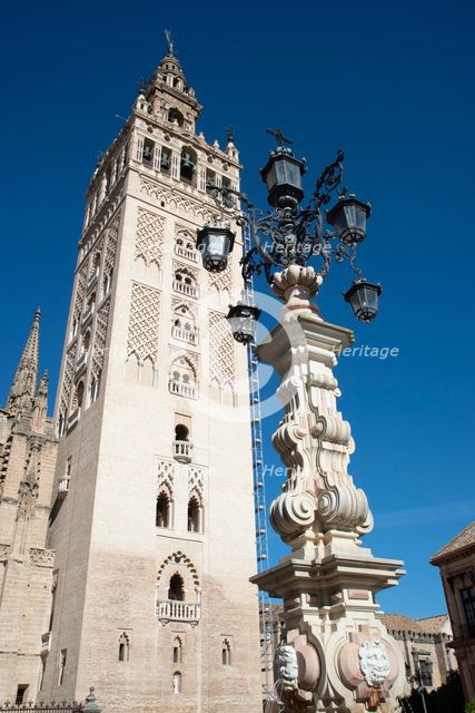 The Giralda, the Islamic bell tower, Cathedral of Seville, Spain, 2023. Creator: Ethel Davies.