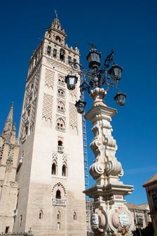 The Giralda, the Islamic bell tower, Cathedral of Seville, Spain, 2023. Creator: Ethel Davies