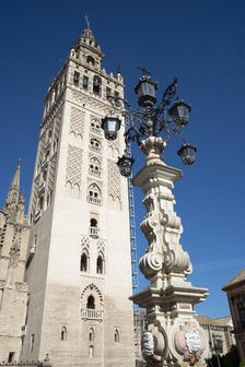 The Giralda, the Islamic bell tower, Cathedral of Seville, Spain, 2023. Creator: Ethel Davies