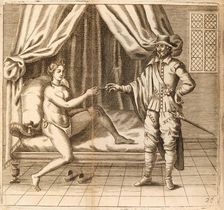 The Girdle of Chastity. From L'école des maris jaloux ou les fureurs de l'amour jalou..., 1698. Creator: Anonymous