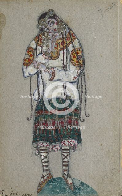 The Girl. Costume design for the ballet The Rite of Spring (Le Sacre du Printemps) by I. Stravinsky, 1912. Artist: Roerich, Nicholas (1874-1947)