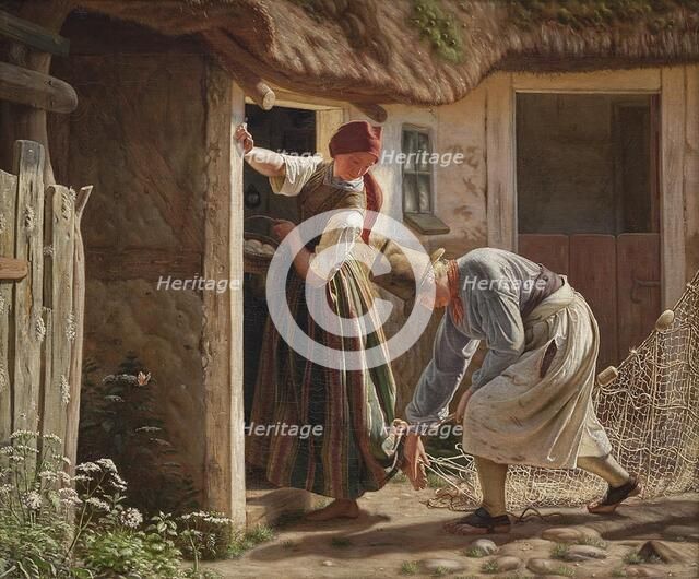 The Girl, Caught in the Net, 1869. Creator: Christen Dalsgaard.