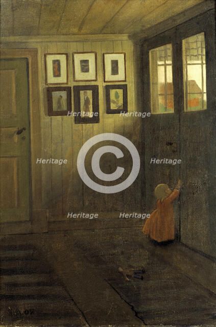 The Girl at the Door. Interior of the Artist's home, Älvängen, 1908.