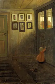 The Girl at the Door. Interior of the Artist's home, Älvängen, 1908