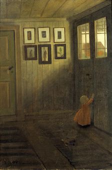 The Girl at the Door. Interior of the Artist's home, Älvängen, 1908