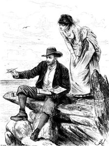 The girl looking over his shoulder, watching curiously...the growth of a picture, 1890. Creator: R. Taylor