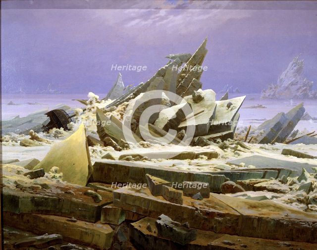 The glacial sea' or 'The wreck of the Esparanza ship' 1823, oil by Friedrich.