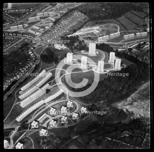 The Gleadless Valley housing estate and tower blocks at Callow Mount, Sheffield, 1965. Creator: Aerofilms.