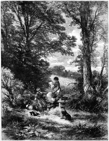 The Gleaners at the Stile c1930s.Artist: Birket Foster