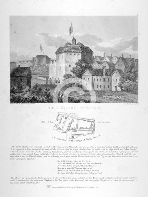 The Globe Theatre, Bankside, Southwark, London, 1810. Artist: Anon