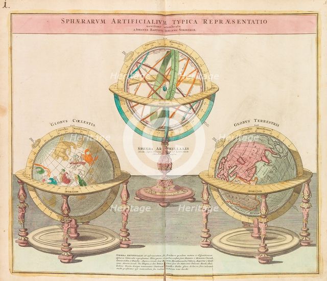 The Globes (From the Grand Atlas of all the World), 1725. Creator: Homann, Johann Baptist (1663-1724).