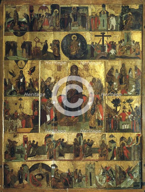 'The Glorification of the Virgin', (Akathist Hymn to the Most Holy Theotokos), 14th century. Artist: Unknown