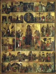 The Glorification of the Virgin (Akathist Hymn to the Most Holy Theotokos), 14th century