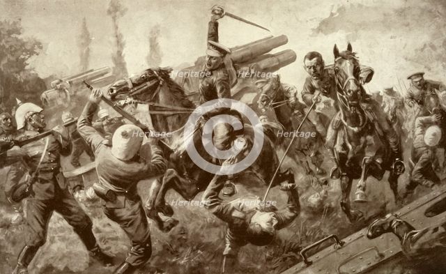 'The Glorious Charge of the Ninth Lancers During the Great Retreat from Mons to Cambrai', 1915. Creator: Unknown.