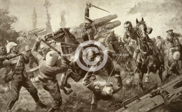 'The Glorious Charge of the Ninth Lancers During the Great Retreat from Mons to Cambrai', 1915. Creator: Unknown.
