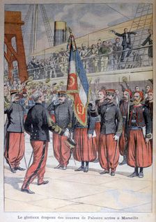 The glorious flag of the zouaves of Palestro arrives in Marseilles, 1903