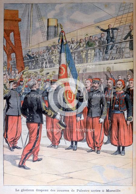 The glorious flag of the zouaves of Palestro arrives in Marseilles, 1903. Artist: Unknown