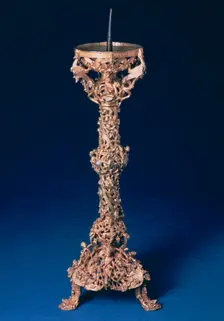 The Gloucester Candlestick, gilt-bell metal, English, 12th century