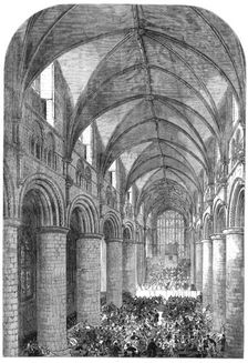 The Gloucester Music Festival: the nave of the Cathedral looking west, 1865. Creator: Unknown